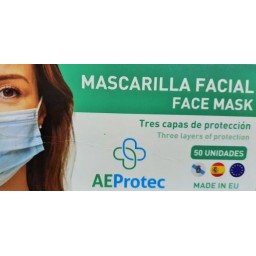 MASCARILLA QUIRURGICA TIPO IIR NEGRO (CAJA 50 UNIDADES). FABRICADA EN ESPAÑA